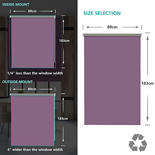 LUCKUP 100% Blackout Waterproof Fabric Window Roller Shades Blind - Image 4