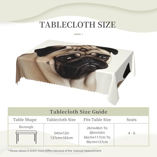 Nappe rectangulaire motif carlin originale et lavable en polyester pour table de fête - 7