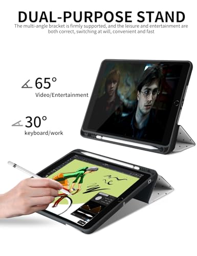 Étui pour iPad 11" 2025 et 10.9" avec porte-crayon blanc à pois
