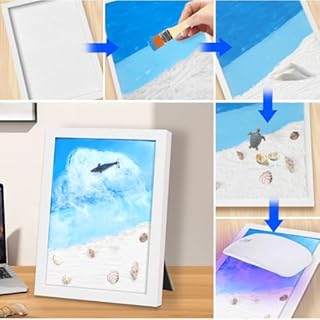 SanerDirect DIY Crafting Beach Ocean with Resin Art Kit, Themed Gifts for Adult, Girls, Couples, Ideal Resin Painting Gift Choice for Mother's Day, Halloween, Christmas, a Variety of Holidays