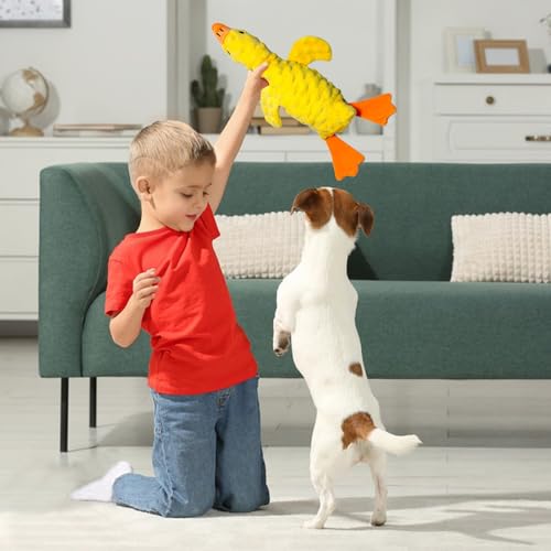 SPERMUOY Anti Stress Ente Hund,Anti Stress Hundespielzeug,Antistressente für Hunde pielzeug,Bequemes Spielzeug Hunde Plüsch Soundspielzeug für Hunde Plüsch Kauspielzeug