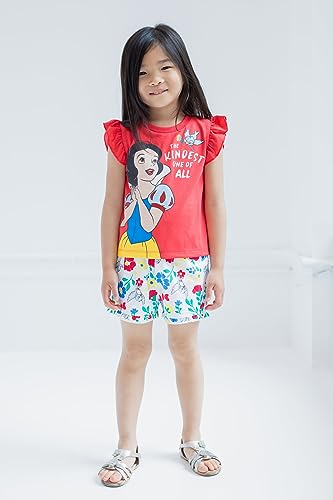 Disney Frozen Moana Princess Tiana Floral Peplum T-Shirt and French Terry Shorts Outfit Set Toddler to Big Kid