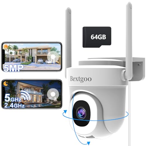 Bextgoo 5MP Telecamera Wi-Fi Esterno con Scheda 64G, Videocamera Sorveglianza
