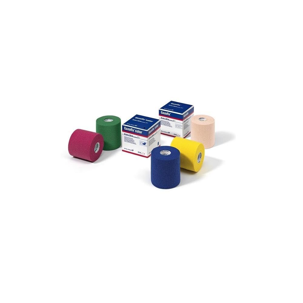 Gazofix Color - Benda, senza lattice, 20 m x 8 cm, 6 rotoli