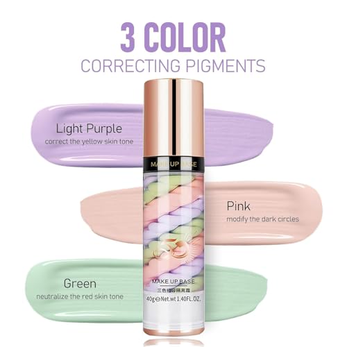 Skynest 2pcs Pore Primer, Color Correcting Facial Serum, Face Makeup Primer Base, Isolation Cream, Invisible Pore, Oil Control, Brightening Moisturizing Essence Concealer Foundation (#1) - imagen 2