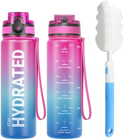 Sahara Sailor Water Bottle, 500ML Motivational Water Bottle, Sport Drinks Bottle with Times to Drink & Lock Cover, Leak Proof, BPA Free, for Gym, School, Cycling (1 Bottle)