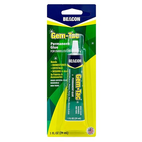 BEACON Gem-Tac Premium Quality Adhesive for Securely Bonding Rhinestones and Gems - Water-Based, UVA Resistant, 1-Ounce by Beacon - Used condition - US$5.65