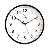 CAMY Small Wall Clock, 9 Inch Silent Non Ticking - Round Easy to Read Home/Office/Kitchen/School Clock (Black)