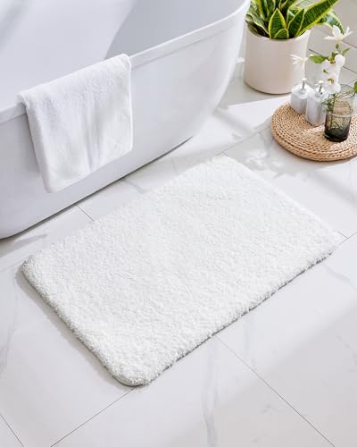 Tapis de bain en peluche douce blanche Disolla grand format antidérapant de douche - 8