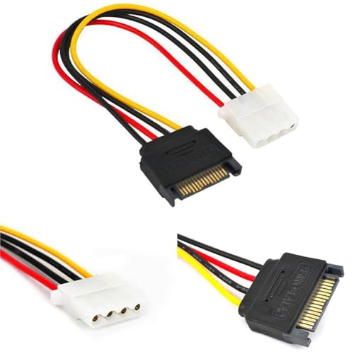 Image of PriEnt Molex to SATA Power Adapter Cable, 15 Pin Male SATA to 4 Pin Molex Female Connector, Strong Conversion Cord for HDD, SSD, CD-ROM Drives, Stable Power Distribution, Pack of 5