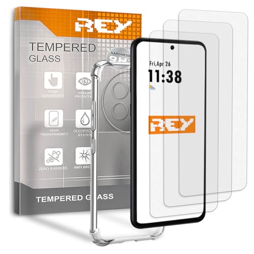 REY Pack 3X Pellicola salvaschermo e Cover Anti-Shock per Huawei Mate 70 PRO - Huawei Mate 70 PRO+, Vetro temperato e Silicone TPU ad Alta Resistenza