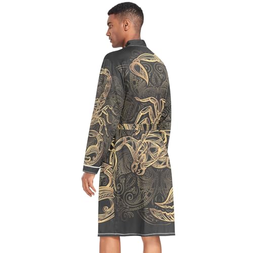 Men Kimono Wedding Satin Robe, Short Bathrobe Sleepwear Dressing Gown M-XL2