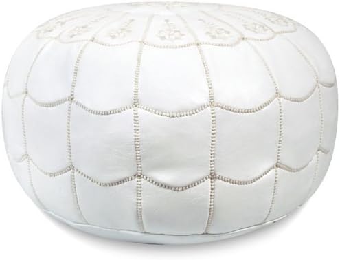 Mina Poufs Stuffed Arch Design Moroccan Leather Pouf Ottoman, Han...