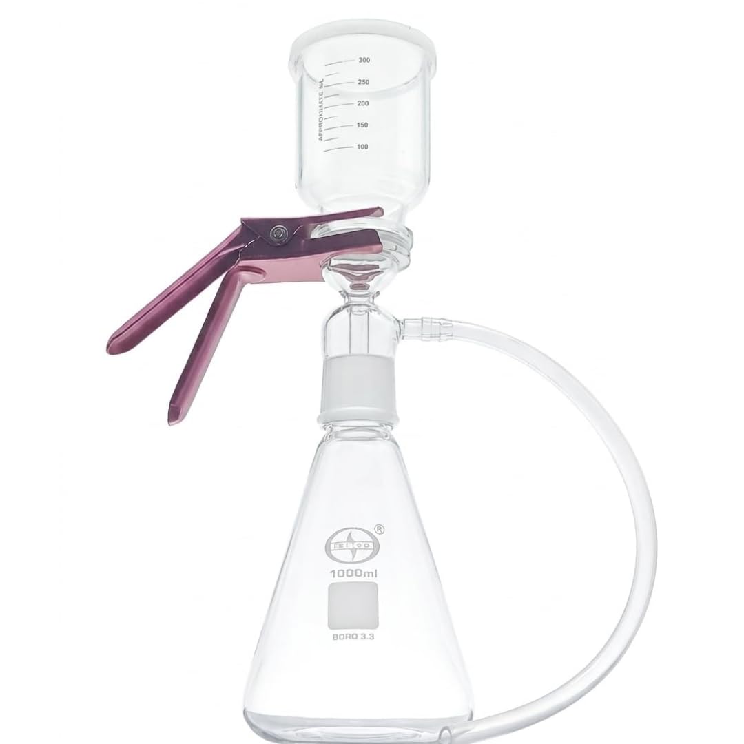ISKO® Borosilicate glass Membrane Filter Holder Assembly with 350ml graduated sintered cup and silicone Pneumatic Pipe - 1000ml flask capacity B-40 Joint-image-23