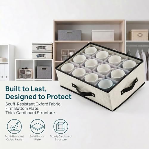 Dicunoy Mug and Cup Storage Box, China Storage Containers with Dividers, Holds 12 Glassware Storage Case with Lid and Handles for Tea Cups, Stoneware Cups, Christmas Mugs, Light Bulbs by Dicunoy - Image 8