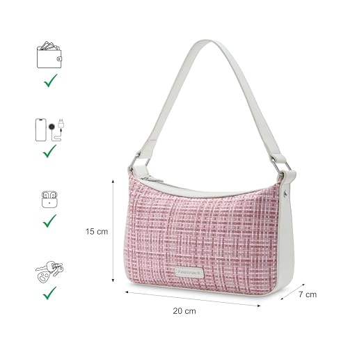 Image of Fastrack Women's Basketweave Shoulder Bag | Top Zip Closure, Comfortable Shoulder Straps, Inner Utility Pockets | Textured Fabric Bag | 6 Months Warranty