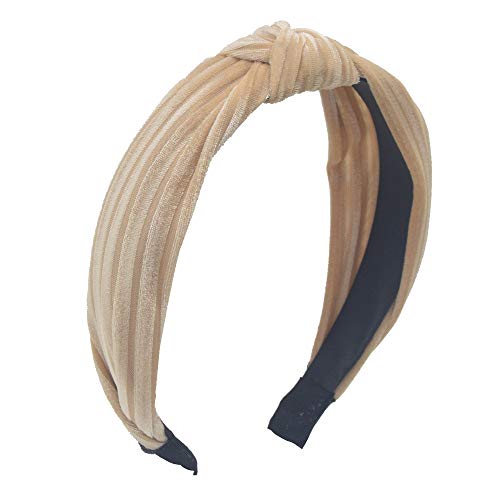 1Pcs Velvet Headbands for Women - Stripe Bandana Knot Headbands for Women Turban Headbands for Women Wide Headbands for Women Hairband Hair Hoops Hair Accessories,Beige