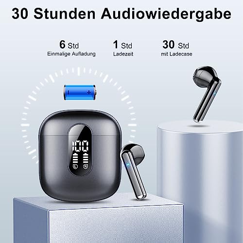 Jesebang Bluetooth Kopfhörer In Ear, Kopfhörer Kabellos Bluetooth 5.3, Ultraleicht Ohrhörer mit HD Mikrofon, Herausragender Sound Musik, Schwarz – Bild 6