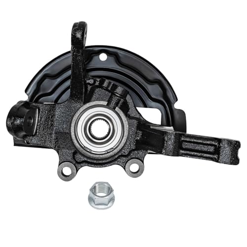 Image of Detroit Axle - 2.5L Front Left Knuckle CV Axle for 2002-2006 Nissan Altima [Automatic Transmission; NON-ABS Brakes] 2003 2004 2005 Replacement Steering Knuckle with Wheel Bearing Hub CV Axle Assembly