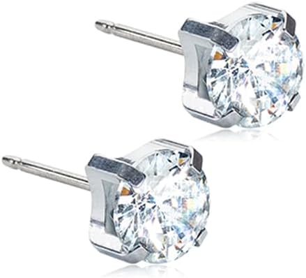 Blomdahl | Hypoallergenic | Silver Titanium Prong Set CZ Stud Earrings | Best Choice For Sensitive Ears