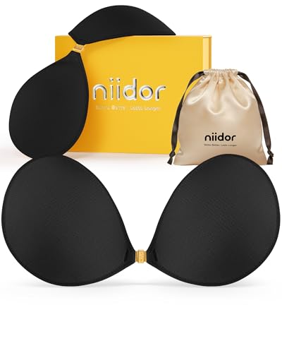Image of Niidor Adhesive Bra Strapless Ultra Sticky Invisible Push up Silicone Bra Multiple Colors Sizes Reusable for Backless Dress