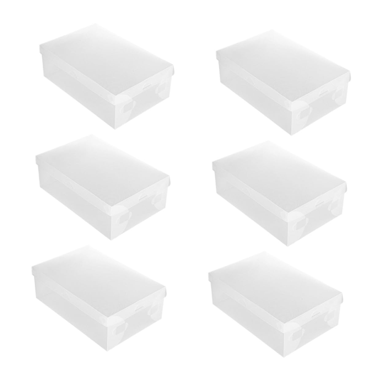 Set 6 Pezzi Scatole Porta Scarpe Trasparenti Coperchio Bianco in PP 33X20X12 CM Organizer per Scarpe Impilabile per Casa e Scaffale