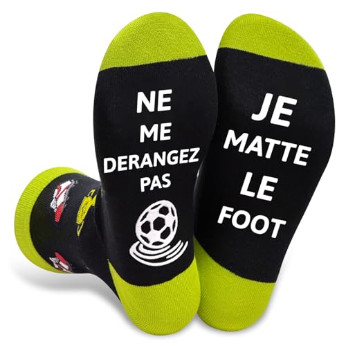 Chaussettes Humoristiques Homme 39-46 Drôles Coton De Sport Anniversaire Noël (Coton, Football Vert)