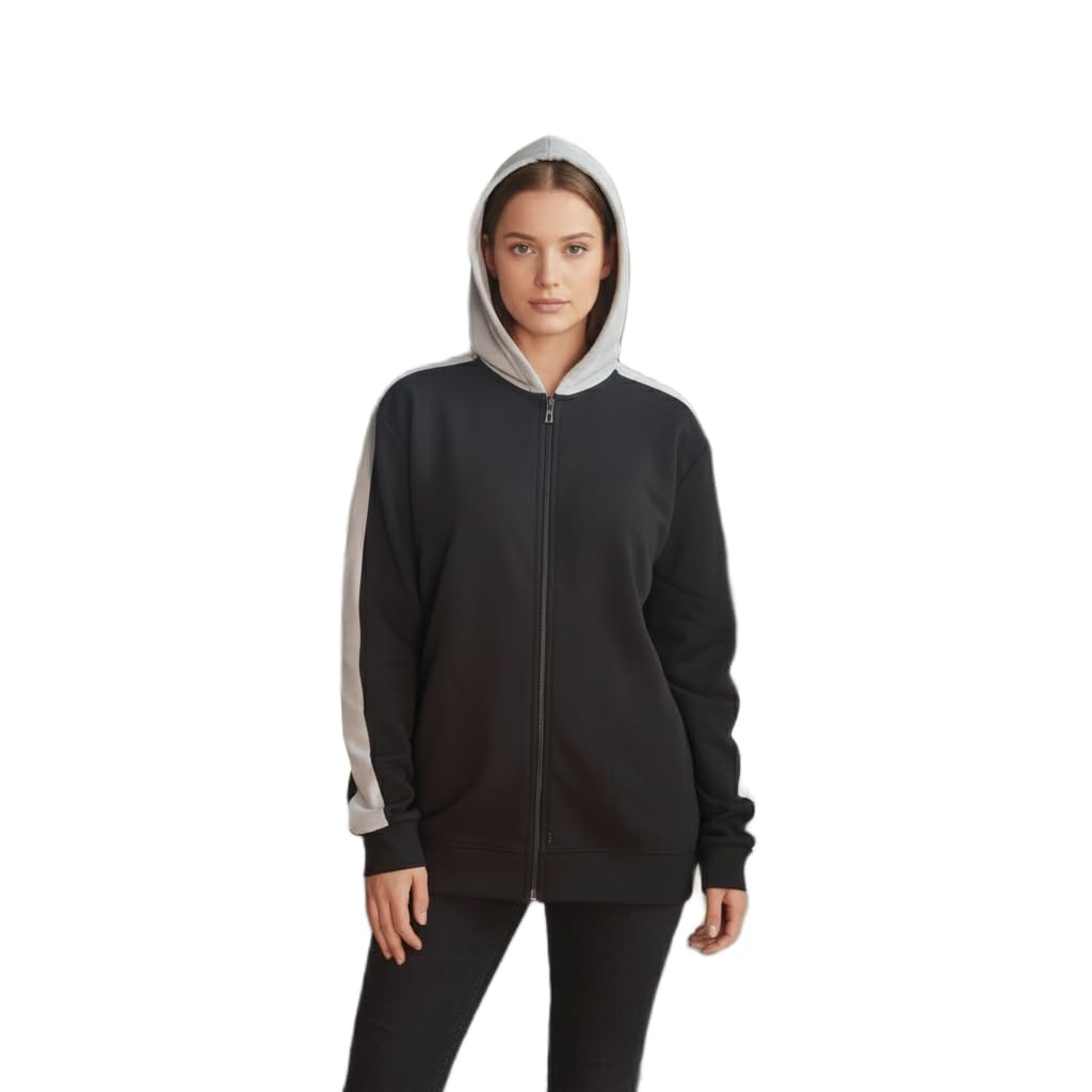 Women Black Hoodie Jacket – Plus Size | Lightweight Zip Jacket for Travel-image-42