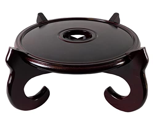 Dark Mahogany Color 4-Legged Oriental Fish Bowl Stand (10.5" W X 5" H) #TOP2