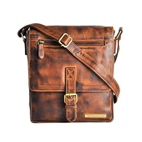 Zerimar Bandolera | Bandoleras de Piel | Bolsos Bandoleras de Piel | Bolso Bandolera Hombro Cuero | Bolso Bandolera Vintage | Bandolera Piel Medidas 27x23x7 cm Color Cuero Viejo