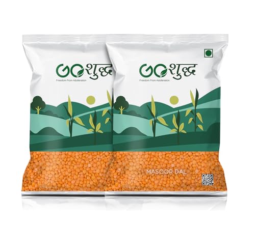 Goshudh Masoor Dal 2 kg (1kg Each Pack of 2) | Unpolished Red Masoor Dal Chemical Free | Tastier & Rich Flavour