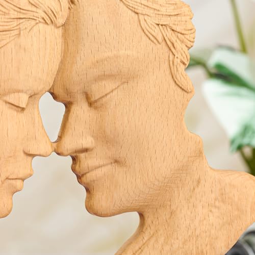Estatua de pareja de madera abstracta 8 pulgadas miniatura 7