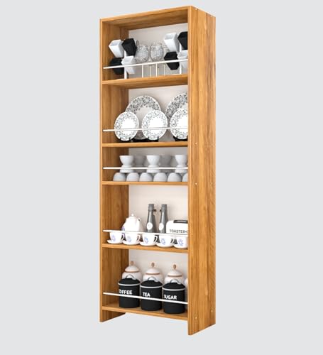 Image of SPECIALITY PANELS Kitchen Cabinet with 5 Open Shelves | Crockery Storage Cabinet | Space Organizer | Termites Resistance | Free Standing Wooden Cupboard for Kitchen Office Home | Dark Wood Finish