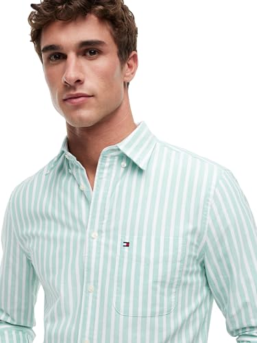 Image of Tommy Hilfiger Men's Long Sleeve Oxford Shirts in Regular Fit, Men's Button Down Shirts, Also Available in Big and Tall