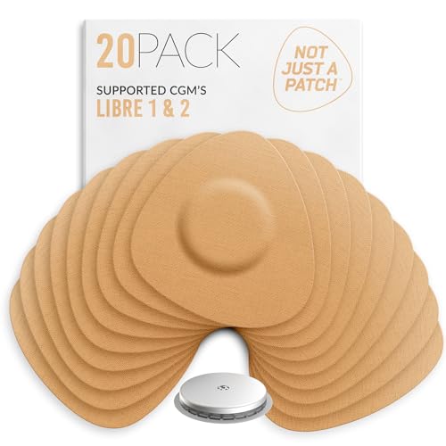 Not Just A Patch CGM Sensor Patches for Freestyle Libre and Medtronic Sensors (20 Pack) - Water Resistant & Durable for 10-14 Days - Pre-Cut Freestyle Libre 2 Sensor Covers in Tan