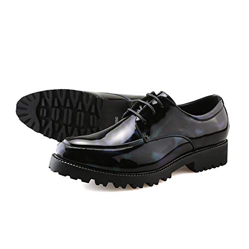 Men's Wedding Dress Oxfords for Men Low Top Formal Business Derby Shoes Synthesis Print Patent Leather Lug Outsole3