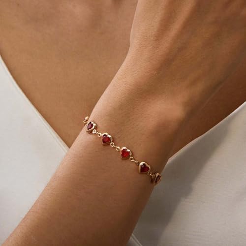 Heart Bracelet for Women Dainty Gold Heart Charm Bracelet Cute Love Heart Bracelet Christmas Bracelet Jewelry3
