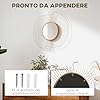 HOMCOM Decorazione Murale Specchio da Parete Rotondo, Specchiera Moderna con Strisce in Metallo e Design Plissettato, Wall Art per Soggiorno, Camera e Ingresso, 60x60 cm, Oro #3