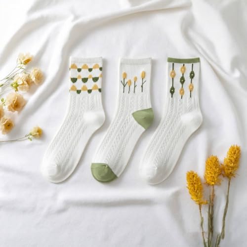 Image of 2 /3 /5 /10 Pairs Womens Ankle Socks Cute Casual Breathable Cable Knit Floral Vintage Crew Socks