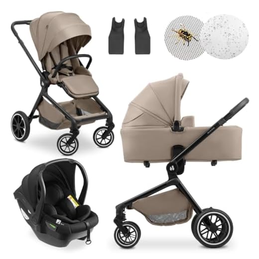 hauck 3in1 Kinderwagen Set Move N Care mit Drive N Care Babyschale – Kombikinderwagen ab Geburt bis 22 kg mit Federung & wendbarer Sitzeinheit – Mocha