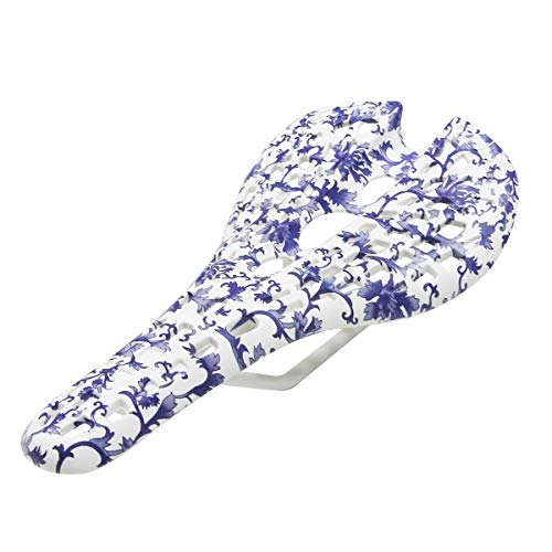 UNISTRENGH Bike Saddle Comfy Ultralight Mountain Bike Road Bicycle Hollow Out Spider Seat Cushion Bicycle Accessories (Blue and White)