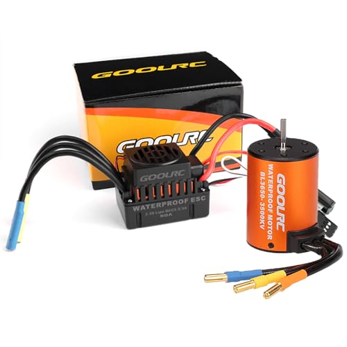 GoolRC Upgrade Waterproof 3650 3500KV Brushless Motor with 60A ESC Combo Set for 1/10 RC Car Truck