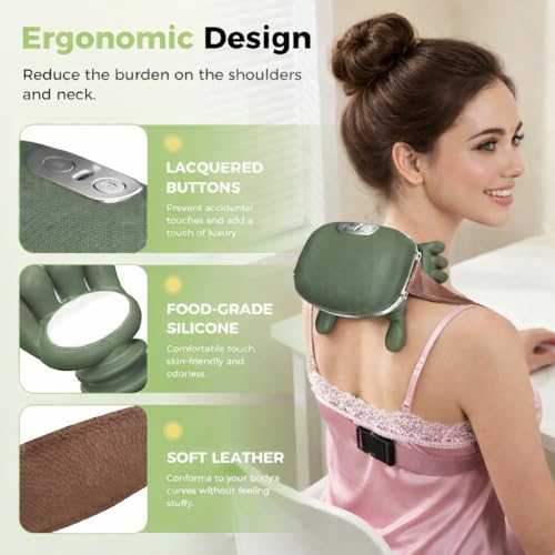 Image of Bionic Heated Massager, Wireless Portable Shiatsu Neck and Back Massager, Electric Deep Tissue 4D Kneading Massage, Simulated Human Hand Design for Pain Relief and Muscle Relax