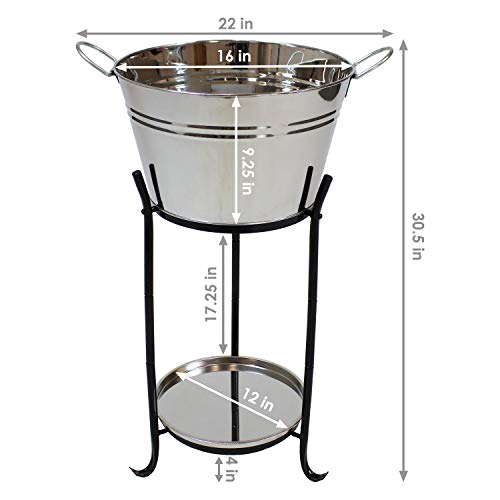 Sunnydaze Ice Bucket Drink Cooler With Stand And Tray For Parties, Stainless Steel, Holds Beer, Wine, Champagne And More #TOP2
