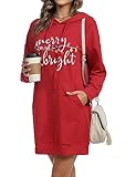 Picture of Quenteen Women Hoodies Dress Hooded Sweatshirts Dress Casual Long Sleeve Tunic Dress Oversized Sweatshirts with Pocket