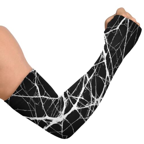 Cooling Arm Sleeves for Men Women UV Sun Protection Arm Covers Black Marble Compression Sleeves Sports Football Golf Cycling