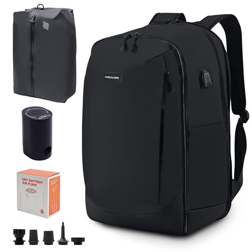 Vacuum Backpack Travel Seal Compression: Vacpack with Electric Air Pump - Carry on Expandable Pack System for Laptop Hiking Traveling Business Water Resistant Black