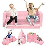 Gilire 18PCS Spielsofa Kindersofa, Modulares Schaumstoff Bausteine Sofa für Kinder, 1000+ DIY Kreativ Couch mit Rutsche & Treppe, Schlafsofa & Kuschelecke für Kinderzimmer, Spielen und Schlafen