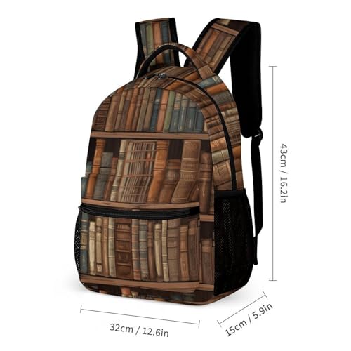Library Bookshelf Book Backpack for Men Women, Durable Small Backpack Casual Lightweight Daypack for Travel Bag2