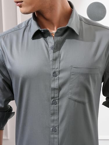 Image of Highlander Men's Slim Fit Formal Shirt | Solid Formal Shirt for Men | Comfortable Fabric | Stylish Design for Everyday Use & Office Wear